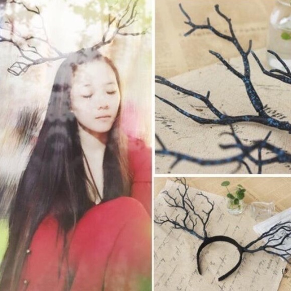 Whimsical Long Deer Antlers Tree Branches Hair Headband - Picture 6 of 16